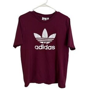 Adidas Men's Burgundy Tee with Logo